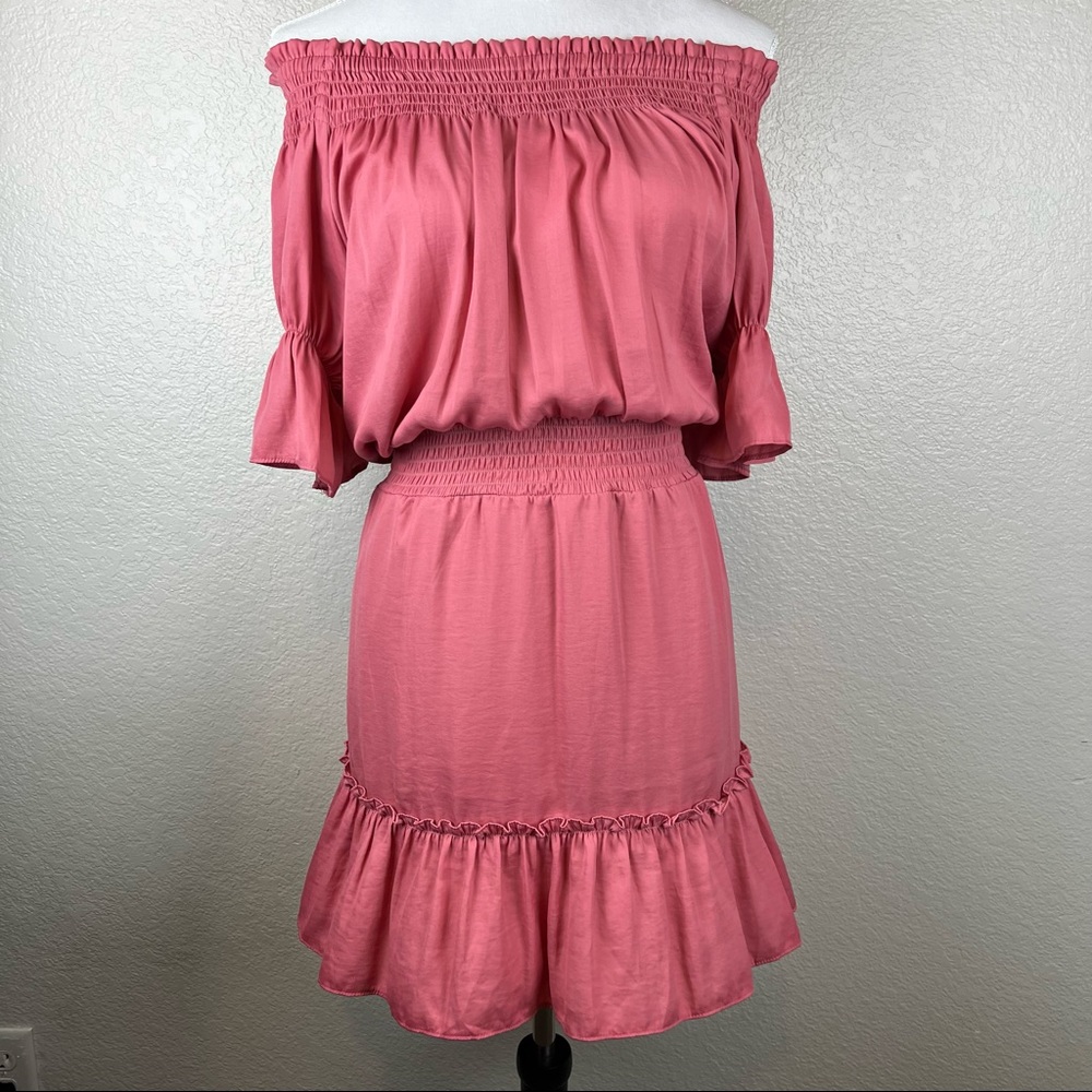 Versona Short Sleeve Ruffle Pink Mauve Short Dress Size Large